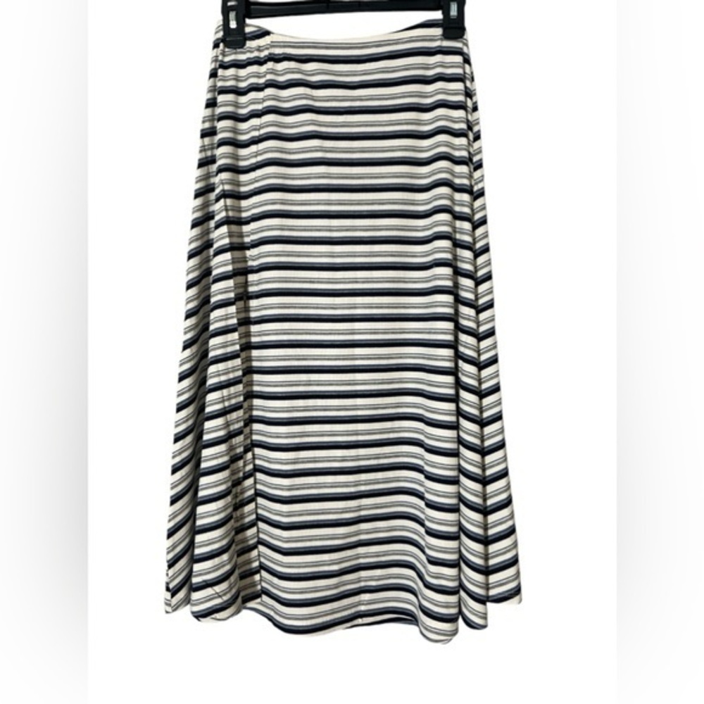 Olivaceous a line skirt stripped long skirt navy black size M medium